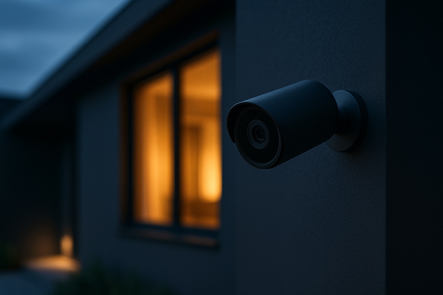 Telecamera di sicurezza domestica moderna con notifica sullo smartphone